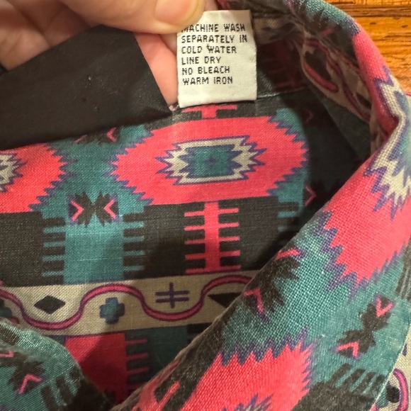 Vintage Western Signatures by EdsWest button down Aztec print shirt VGUC size XL - Picture 3 of 6
